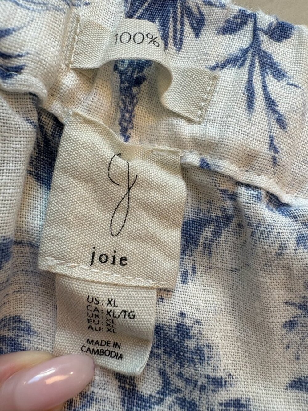 Joie, Blue/White Tropical Toile Flowy Skirt, Size XL - Picture 3 of 3